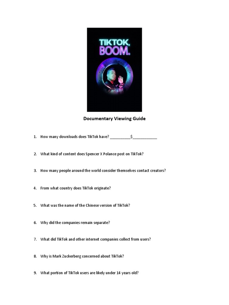 Tiktok Documentary Viewing Guide Pdf Social Science