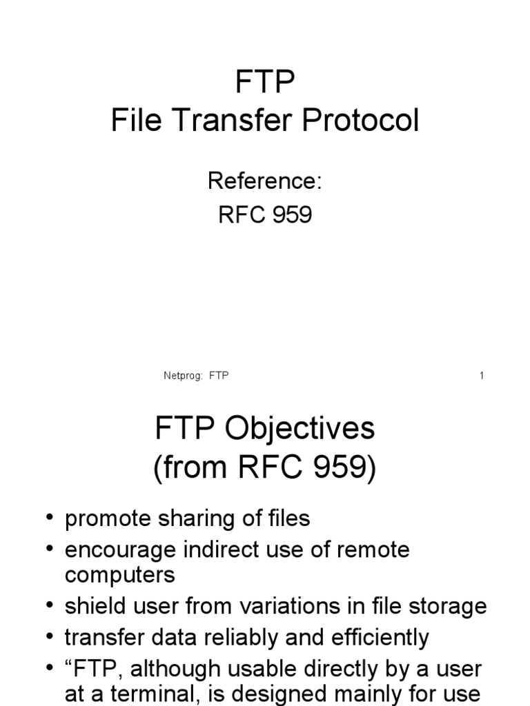 FTP File Transfer Protocol: Reference: RFC 959 | PDF | File Transfer ...