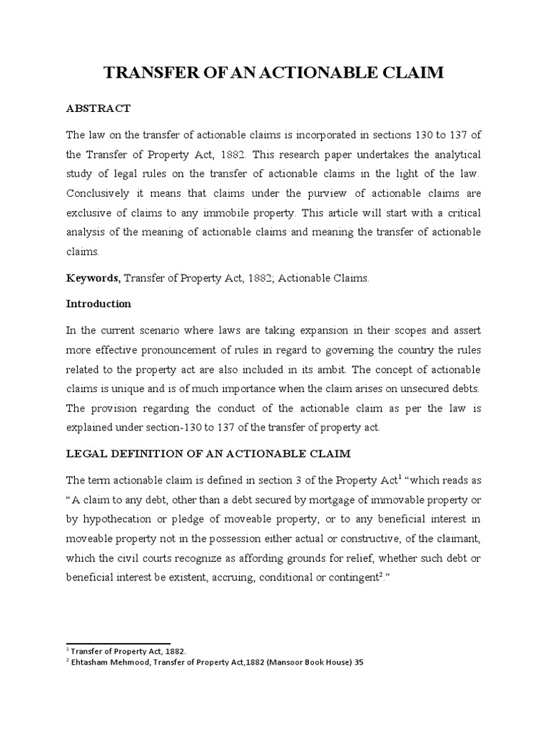 assignment of actionable claim