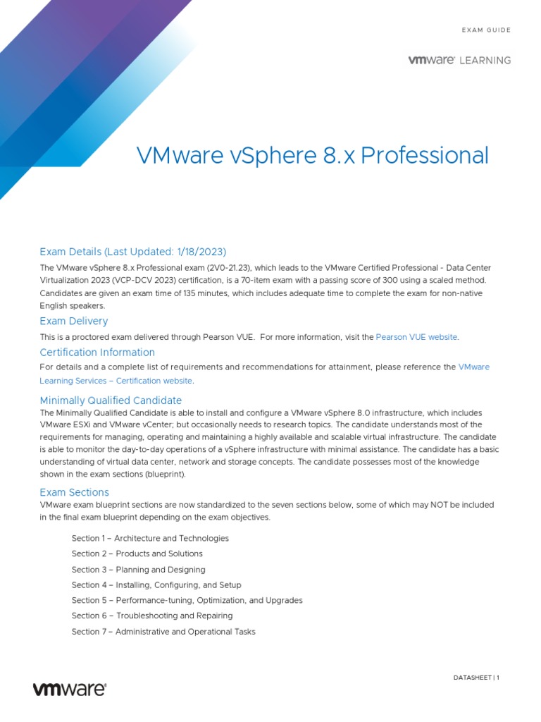 VMW VCP DCV 8 Exam Guide | PDF | Virtual Machine | Public Key Certificate