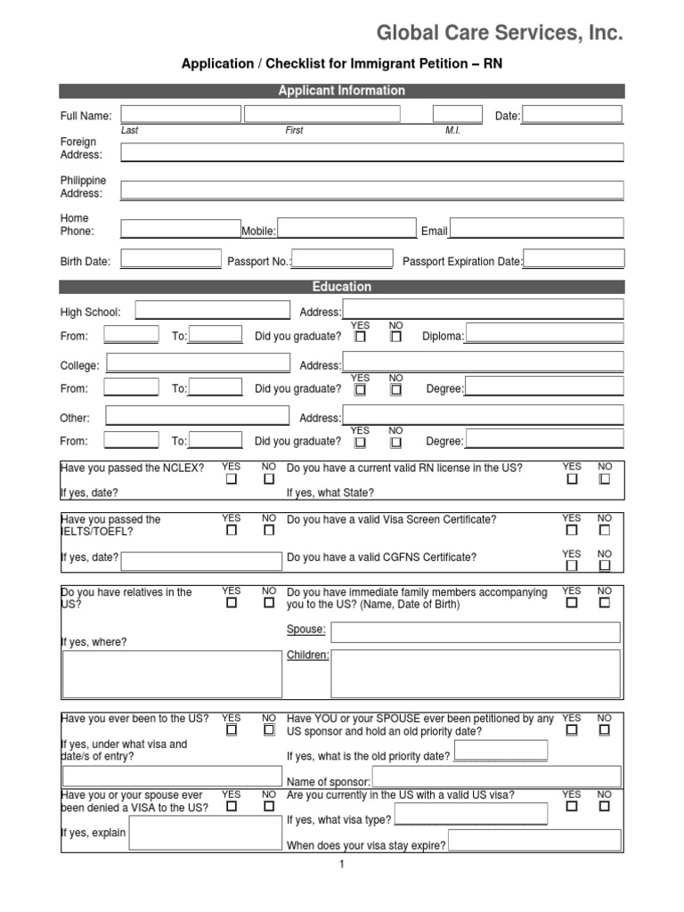 Fillable - RN Application 2021 | PDF