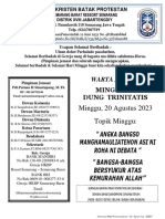 Warta Jemaat HKBP Semarang Barat Minggu 20 Agustus 2023