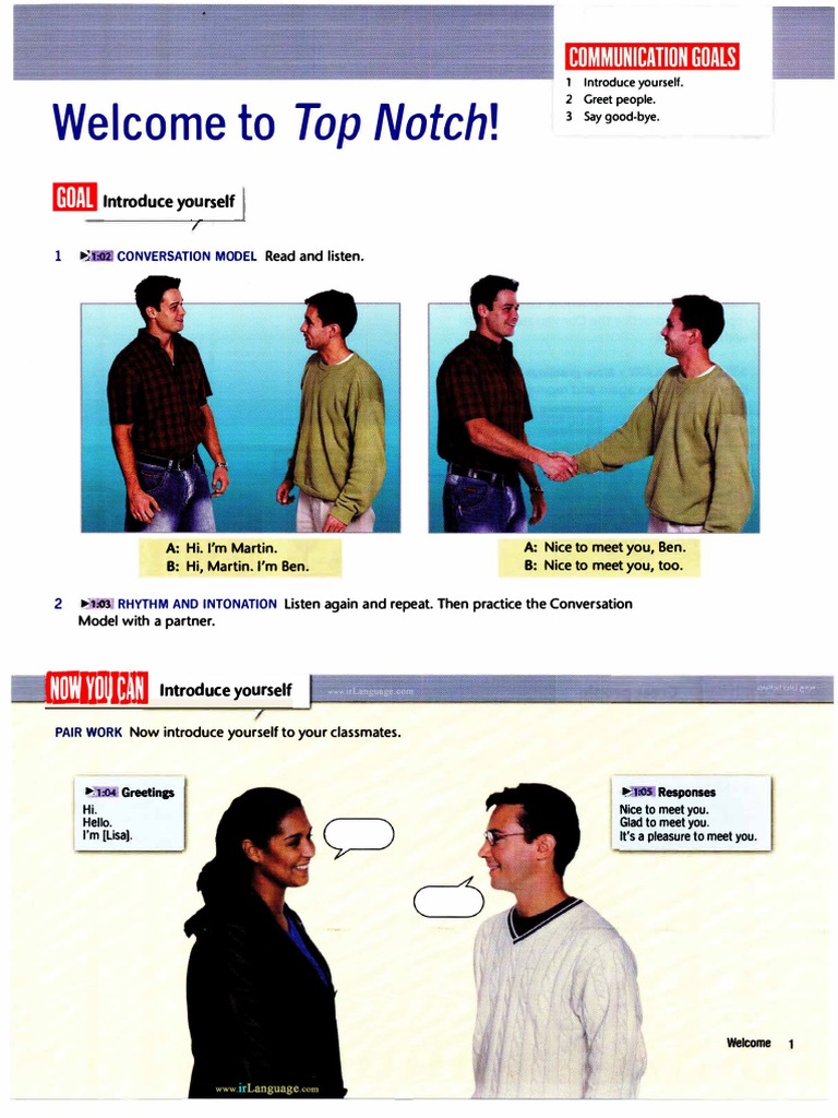 Top Notch: Greetings and Introductions | PDF | Plural | Grammatical Number