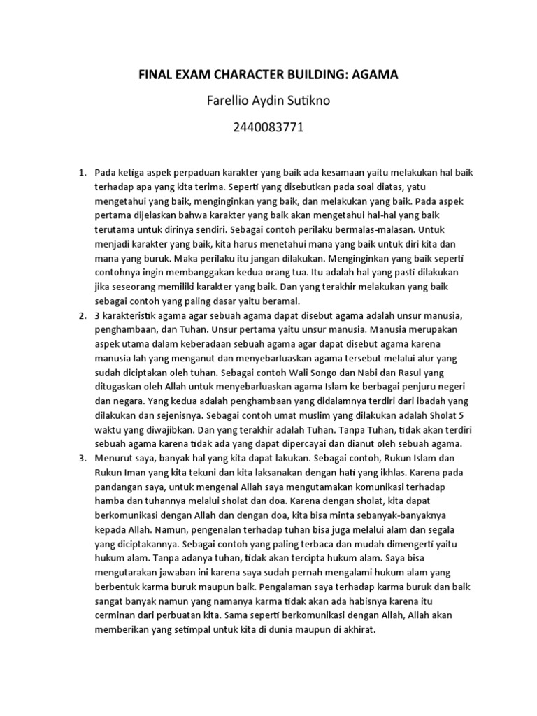 Karakter Baik dan Esensi Agama | PDF