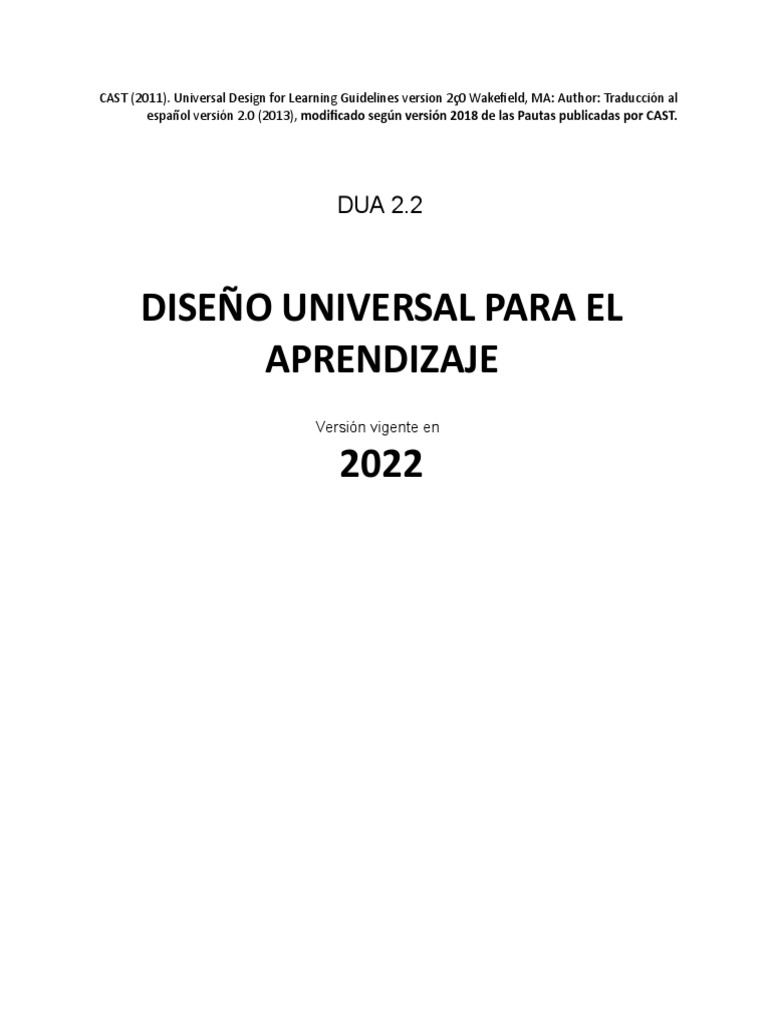 Pautas DUA 2022: Diseño Inclusivo Aprendizaje | PDF | Plan de estudios ...