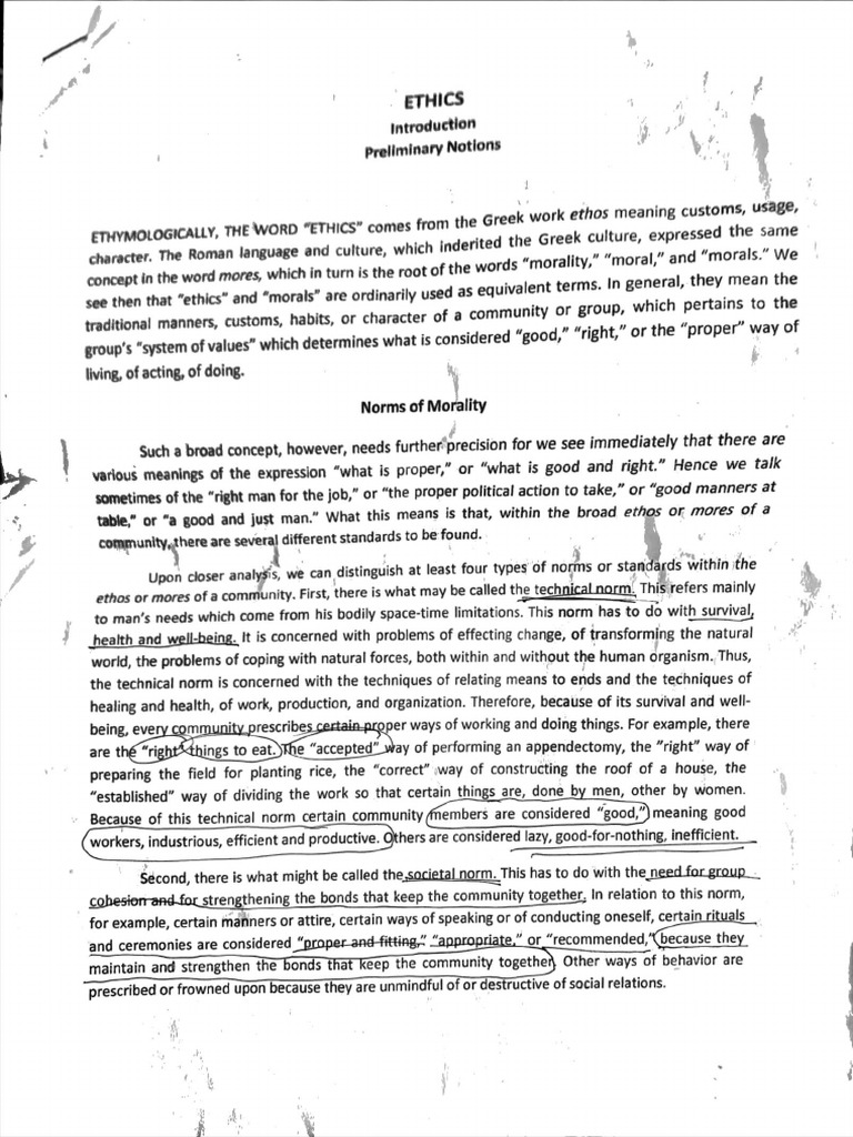 Ethics Preliminary Notions Ground Norm Of Morality Pdf