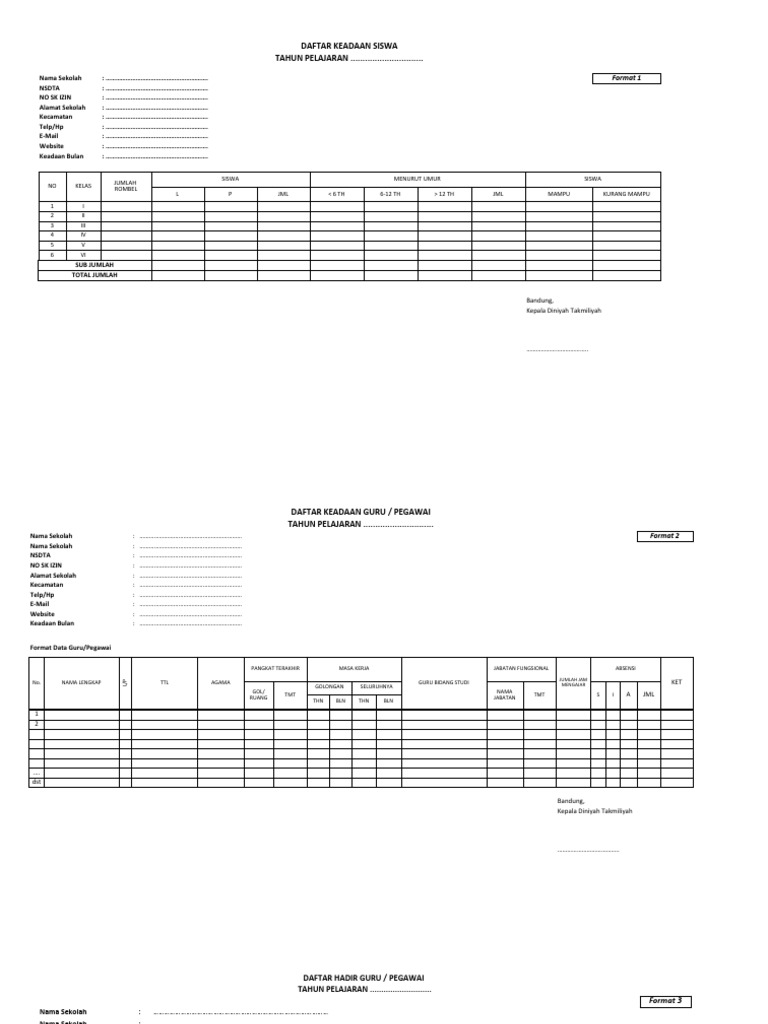 Format Laporan Bulanan Dt1 | PDF