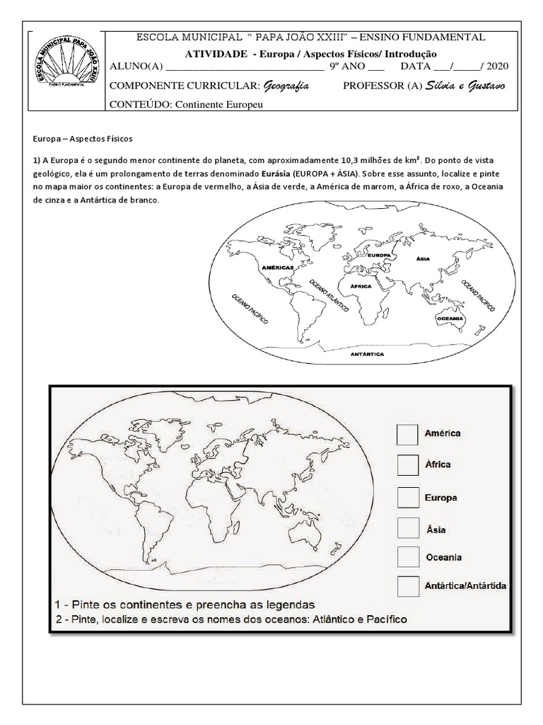 9 º Ano Geografia Atividade Adaptada | PDF