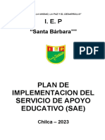 Plan de Implementacion Del Servicio de Apoyo Educativo 2023 Santa Bárbara