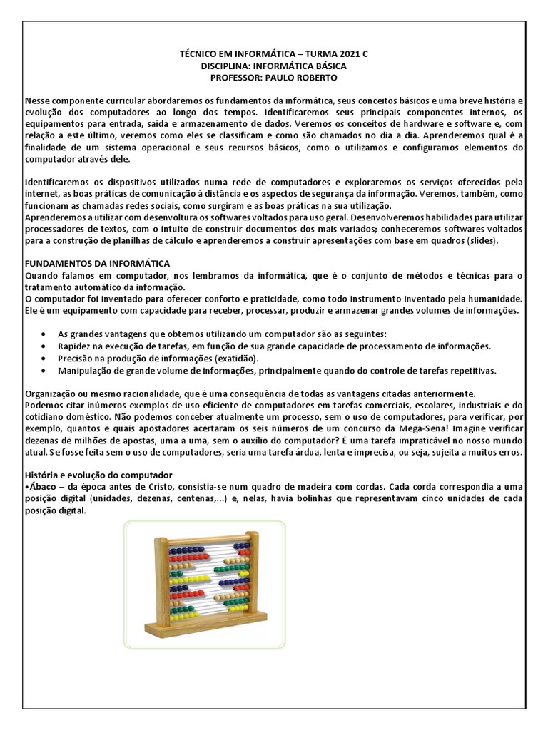 Apostila de Nformatica Basica | PDF | Sistema operacional | Janela ...