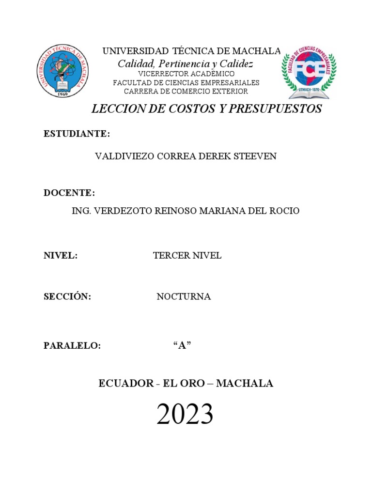 Lección de Costos y Presupuestos 2023 | PDF | Presupuesto | Economias