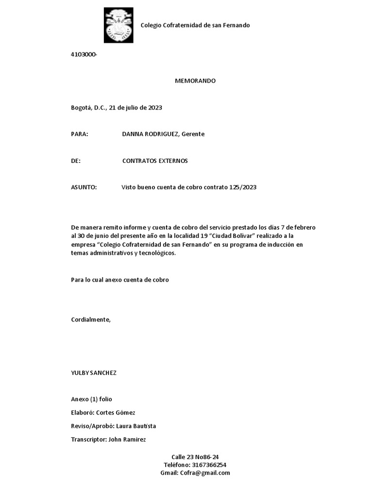MEMORANDO John Jairo V.1 PDF