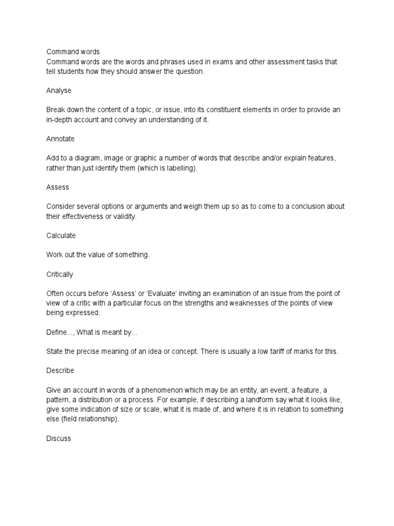 Aqa Command Words PDF Validity (Statistics) Argument