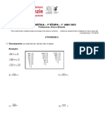 Matemática - 1 Etapa - 1° Ano 2023: Atividade 2