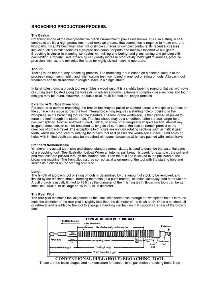 Broaching Production Process Download Free Pdf Machining Metals