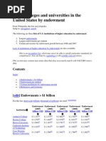 List of Colleges and Universities in The United States by Endowment