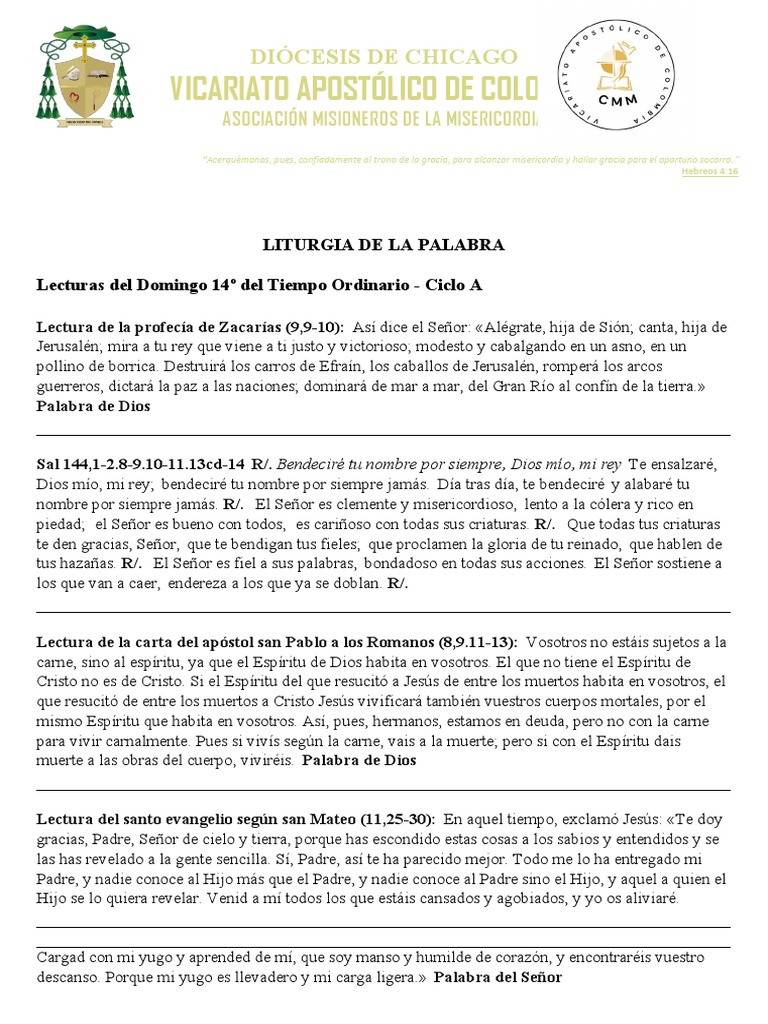 Lecturas Domingo 14 Del Tiempo Ordinario PDF