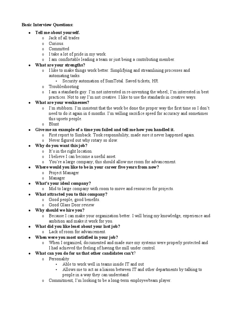 Potential Interview