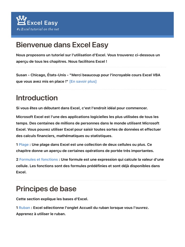 Excel Easy - #1 Tutoriel Excel Sur Le Net | PDF | Technologie et ingénierie