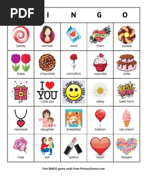 Mother's Day BINGO Game Card • FREE Printable Game from PrimaryGames