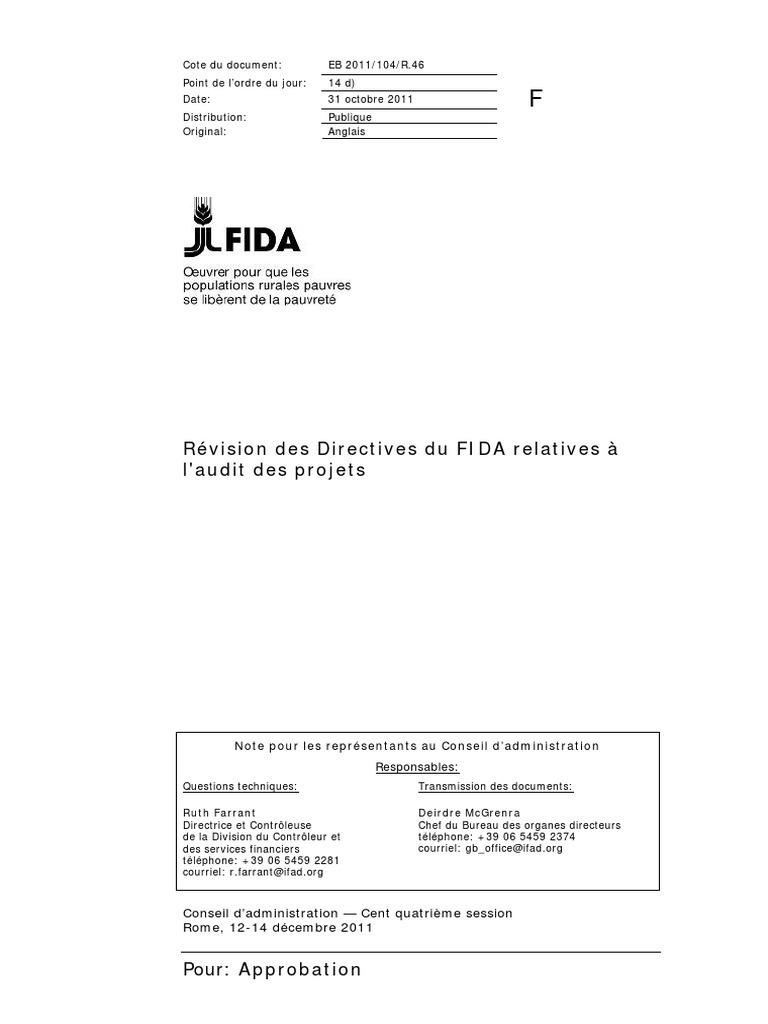 Révision des Directives d'Audit du FIDA | PDF | Audit | Business