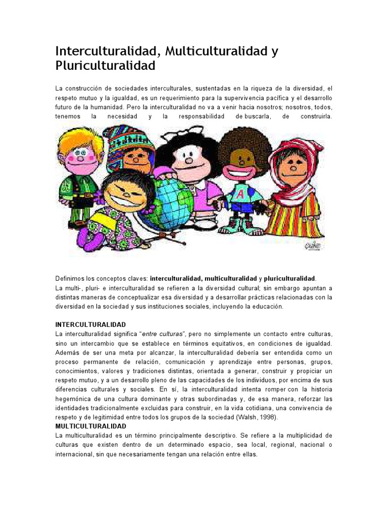 Inter, Multi y Pluriculturalidad | PDF | Interculturalidad ...
