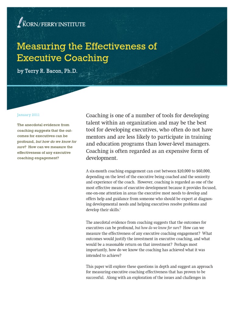 Measuring The Effectiveness of Executive Coaching PDF