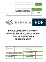 Proced. para Normas Del Manejo y Aplic. de Agroq. y Fert.
