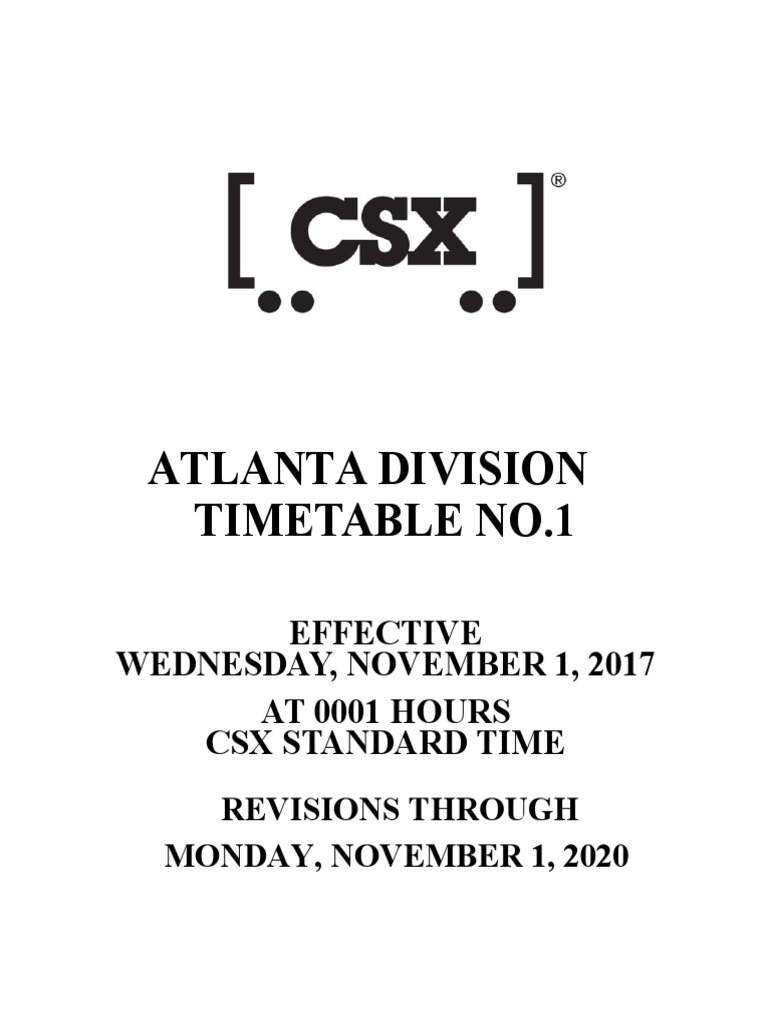 CSX Atlanta No. 1 Revised 11-01-2020 | PDF | Switch | Train