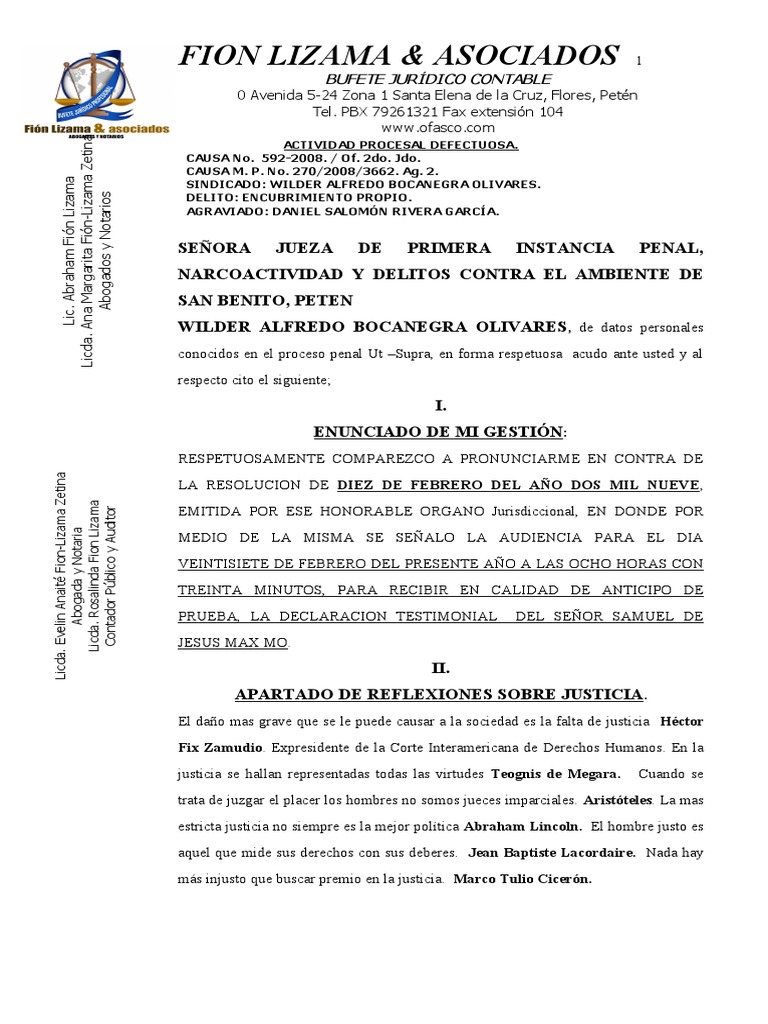 Asctividad Procesal Defectuosa (Wilder Alfredo Bocanegra Olivares. 19