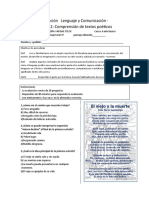 Evaluación Lenguaje y Comunicación - Unidad 2: Comprensión de Textos Poéticos