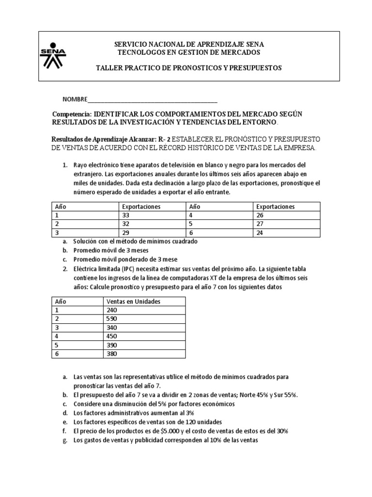Test de Pronostico y Presupuesto PDF
