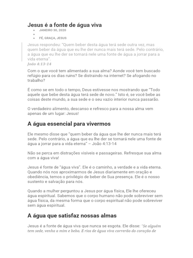 Jesus É A Fonte de Água Viva | PDF