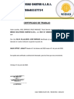 Certificado de Trabajo Midas 2022