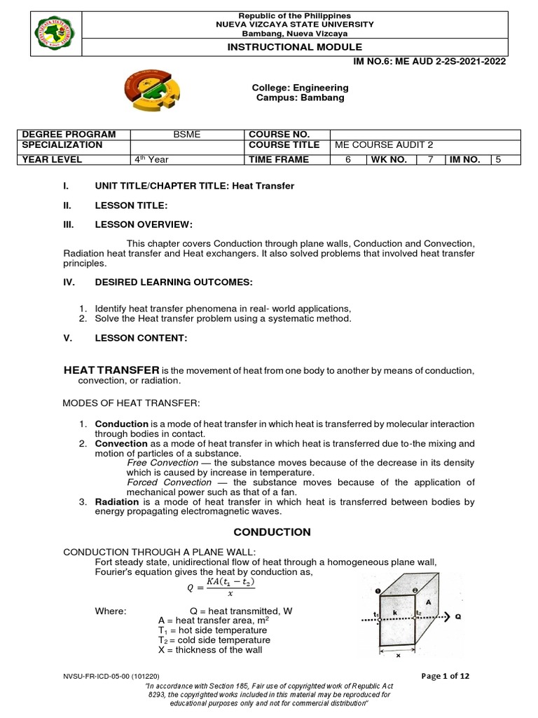 Reviewer in Heat Transfer | PDF | Heat Transfer | Thermal Conduction