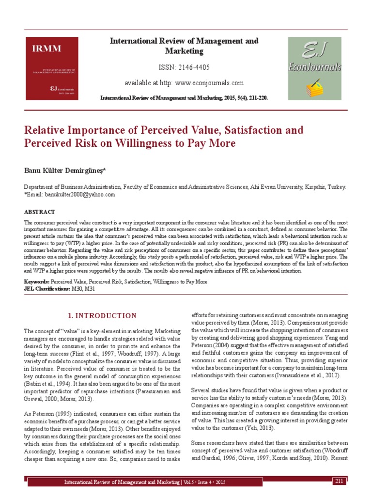Perceived Value's Impact on Mobile WTP | PDF | Customer Satisfaction ...