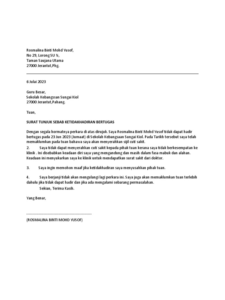 Surat Tunjukm Sebab | PDF | Kesehatan Holistik