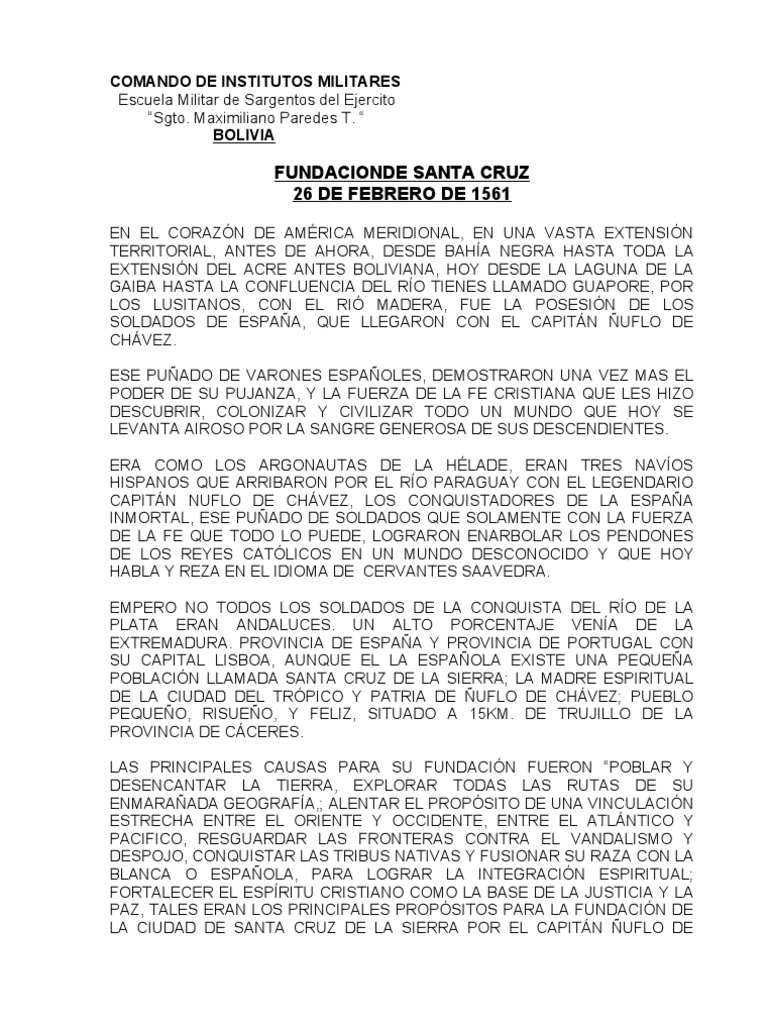 Historia de Santa Cruz de la Sierra | PDF
