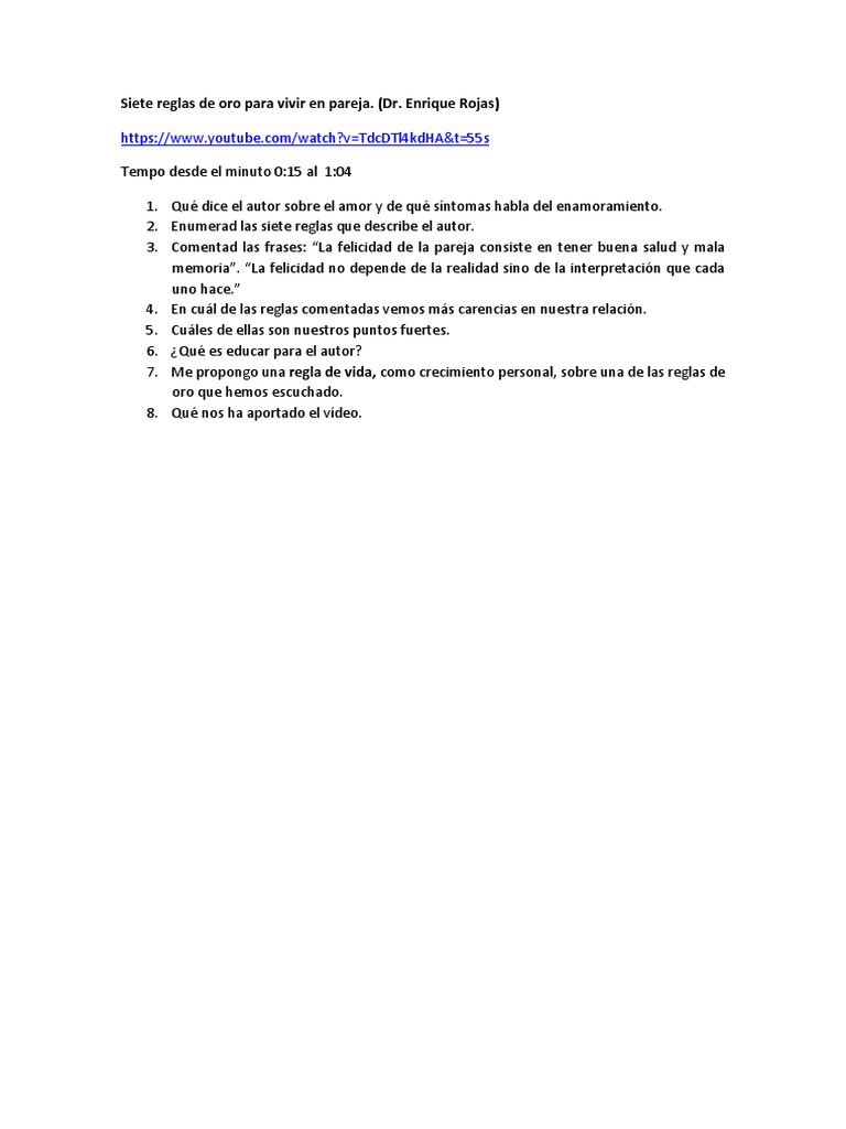 Reglas de Oro para la Vida en Pareja | PDF | Crecimiento personal y ...