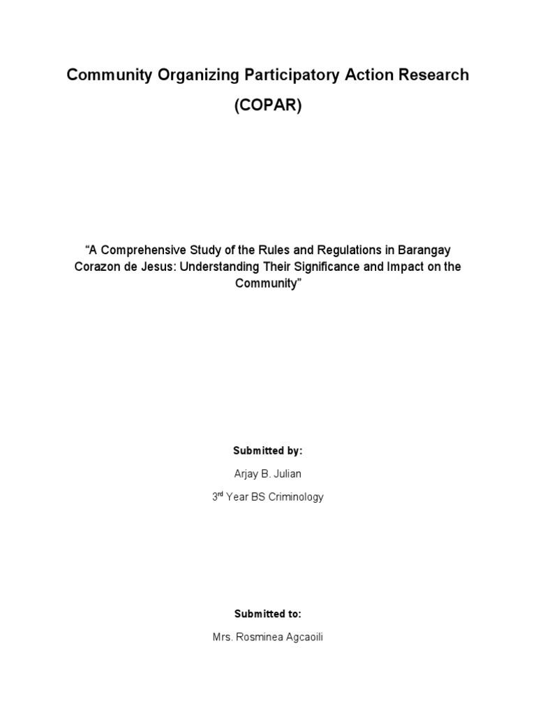 Community Organizing Participatory Action Research In The Philippines