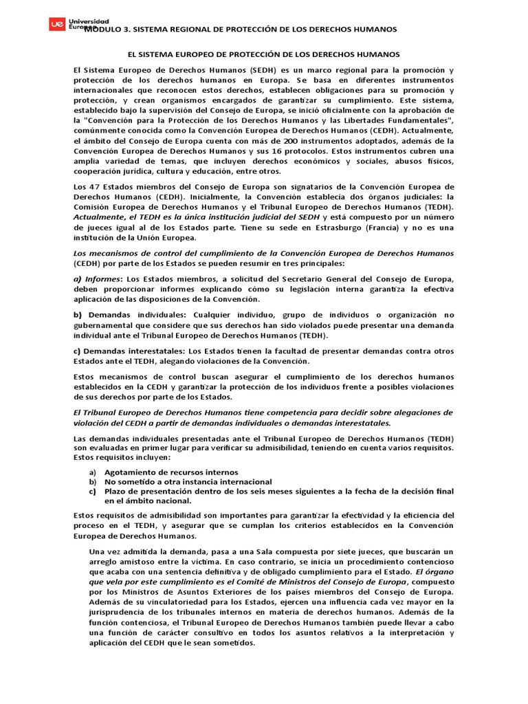 El Sistema Europeo de Protección de Los Derechos Humanos PDF