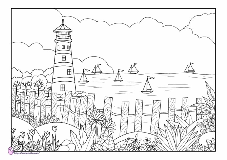 Gambar Mewarnai Pemandangan Laut | PDF