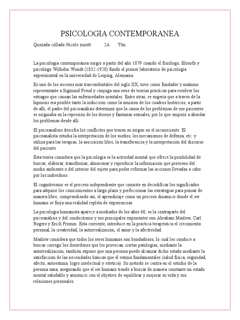 Psicologia Contemporanea PDF Sicología Evolución