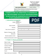 Formulaire PAAD-CAMEROUN Phase 2 EU Bon Demande D'adimission en Stage en Administration Régionale