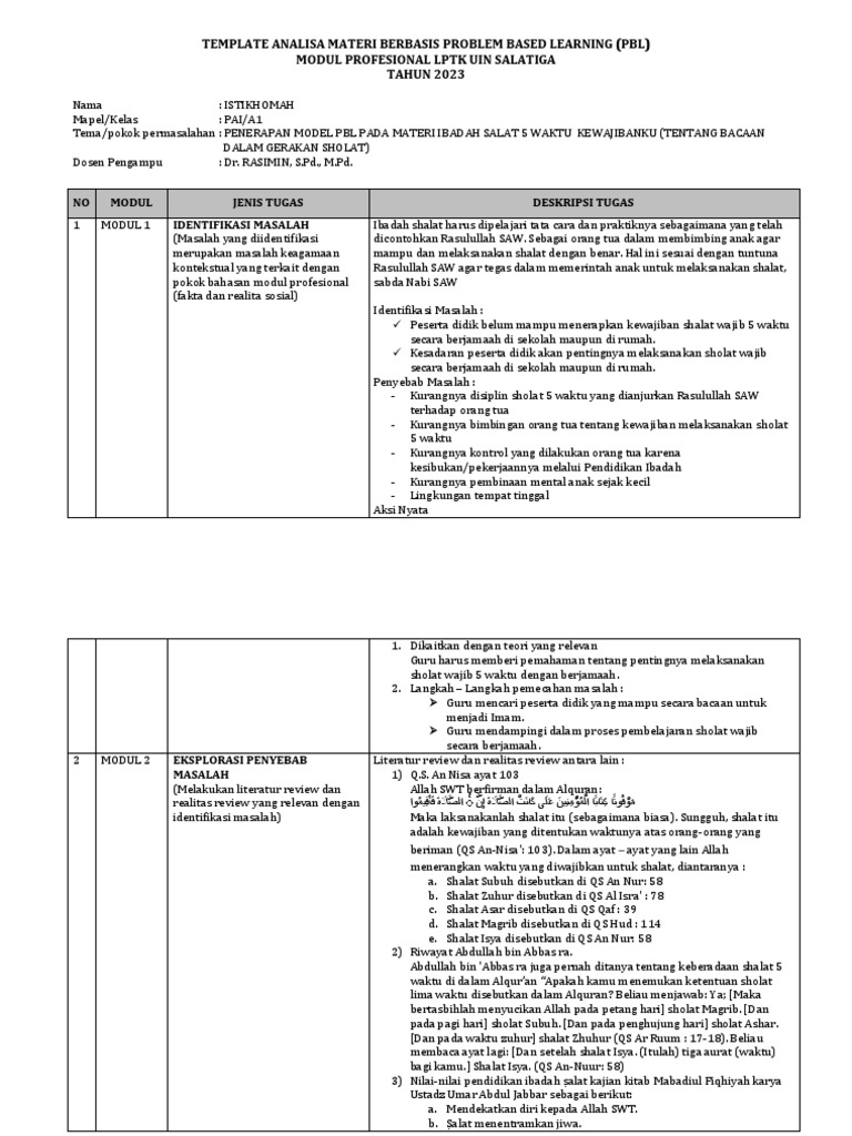 Contoh Analisa Materi Ajar Berbasis Pjbl Pdf