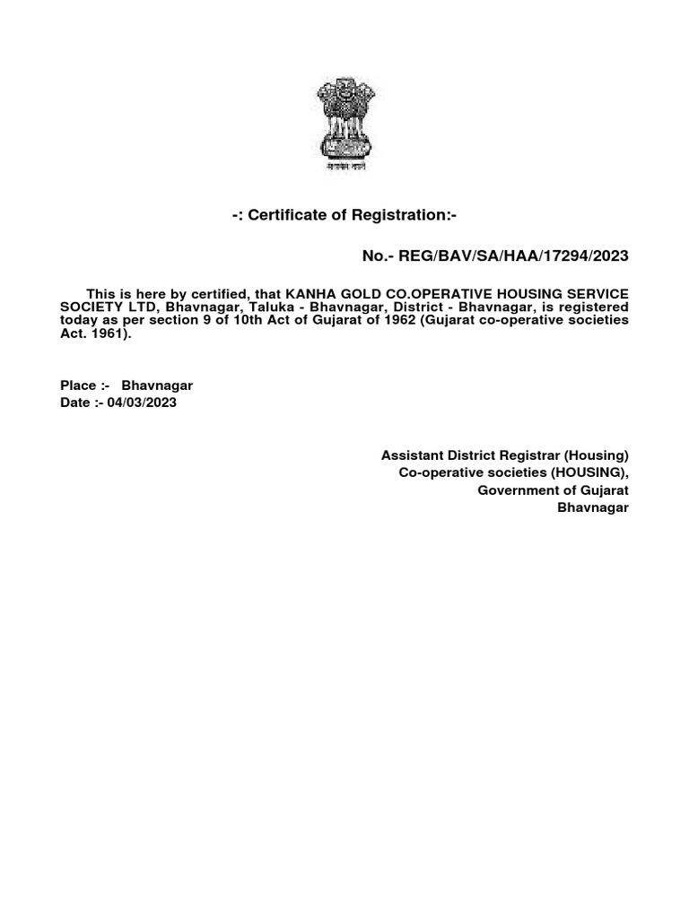 Society Registration Certificate | PDF