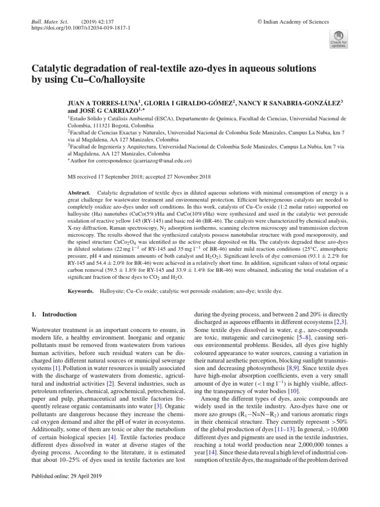 Catalytic Degradation of Real-Textile Azo-Dyes in Aqueous Solutions by ...