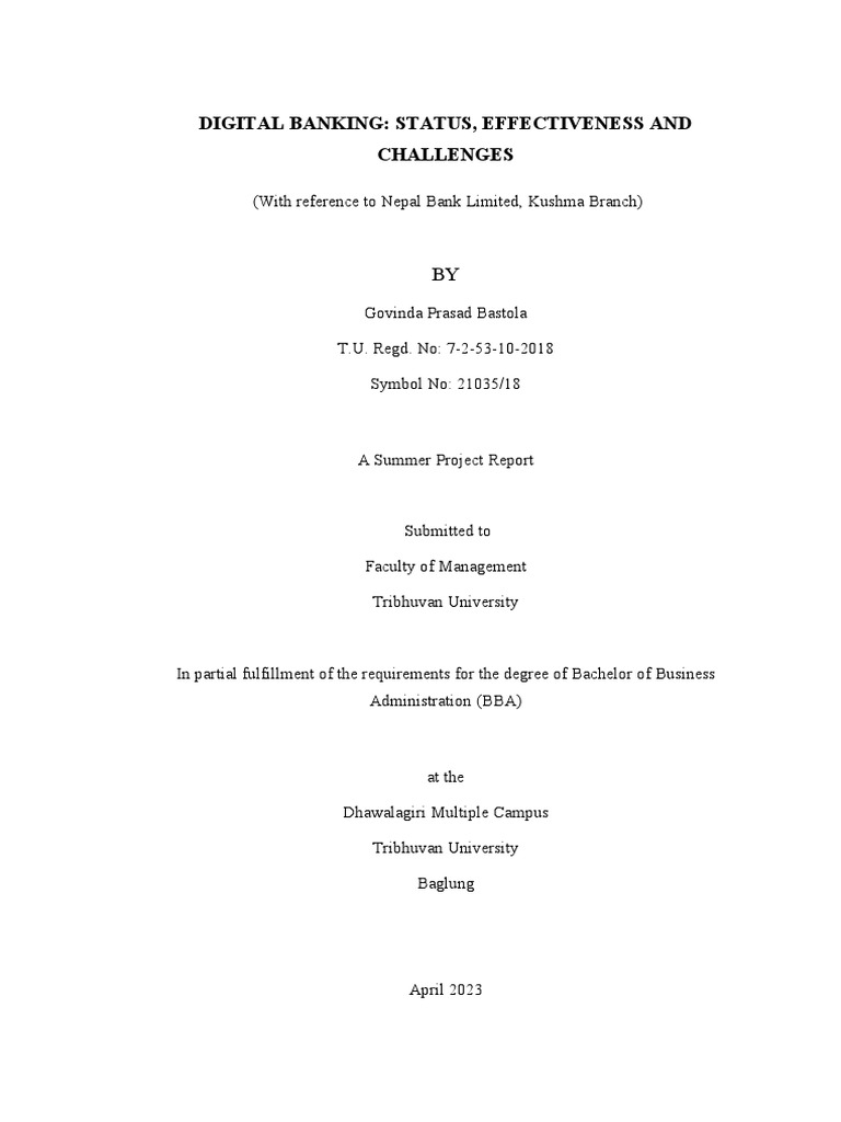 Digital Banking Status Effectiveness and Challenges 1 1 1 | PDF