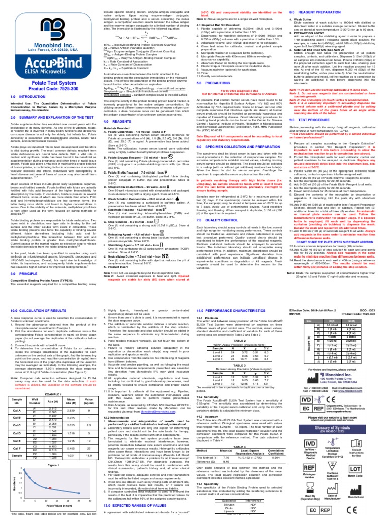 Folate Test System Guide | PDF | Elisa | Blood Plasma
