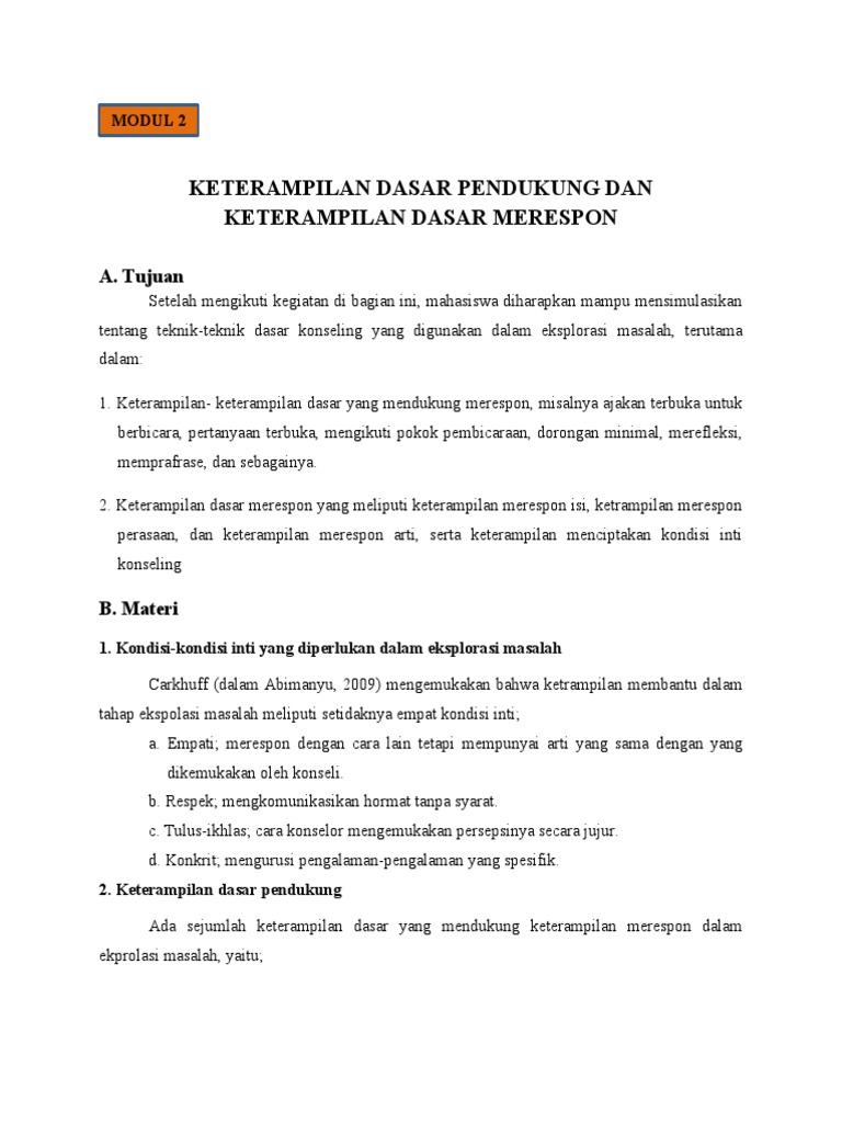 Keterampilan Dasar Merespon Konseling | PDF
